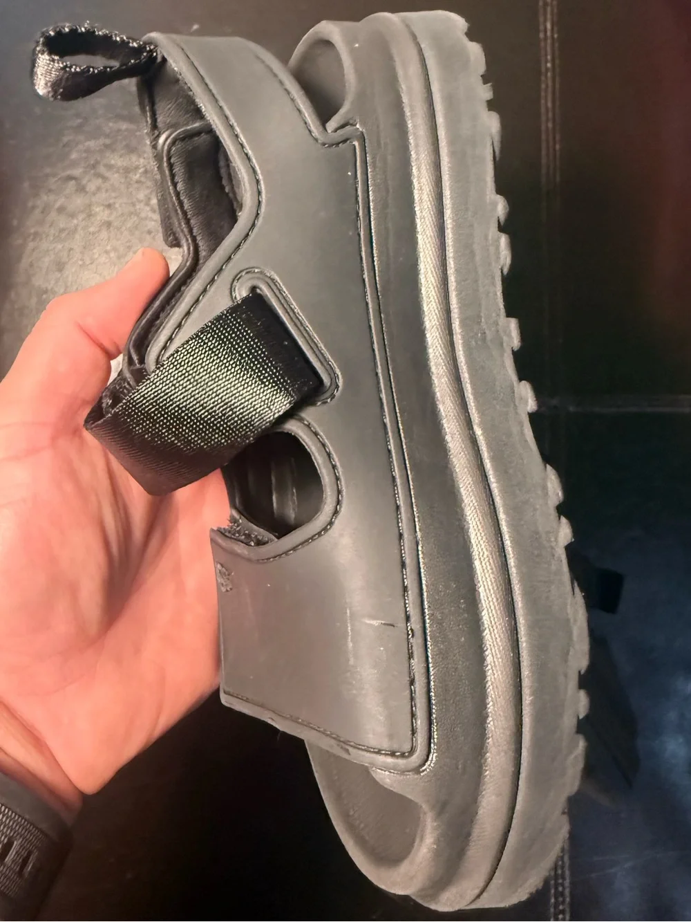 UGG Kids Black Chunky Strap Sandals